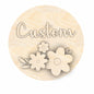 Unfinished Wood Custom Name Flowers Door Sign Kit | Wood Craft Cutouts | 1/4" Thick |