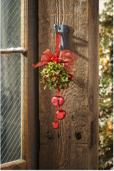 Cardinal Jingle Bell Door Hanger - Kissing Ball - Gold