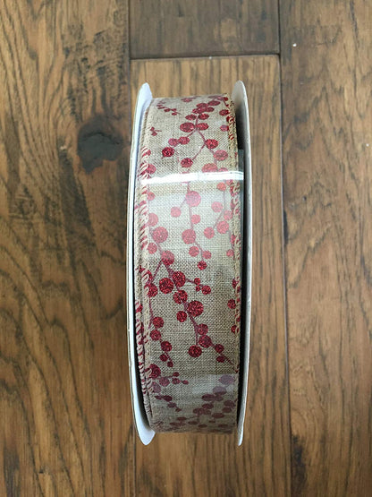 Burlap Berries Ribbon 1.5 inch - By the Yard
