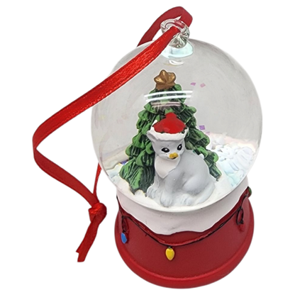 Charming Kitty Snow Globe Ornament - Grey Cat
