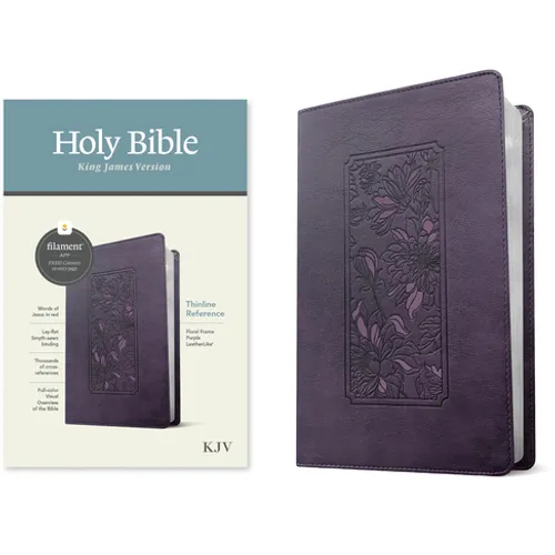 KJV Thinline Reference Bible, Filament Enabled (Leatherlike, Floral Frame Purple, Red Letter) - Imitation Leather