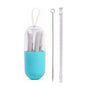 Foldable and Reusable Silicone Drinking Straw with Case
