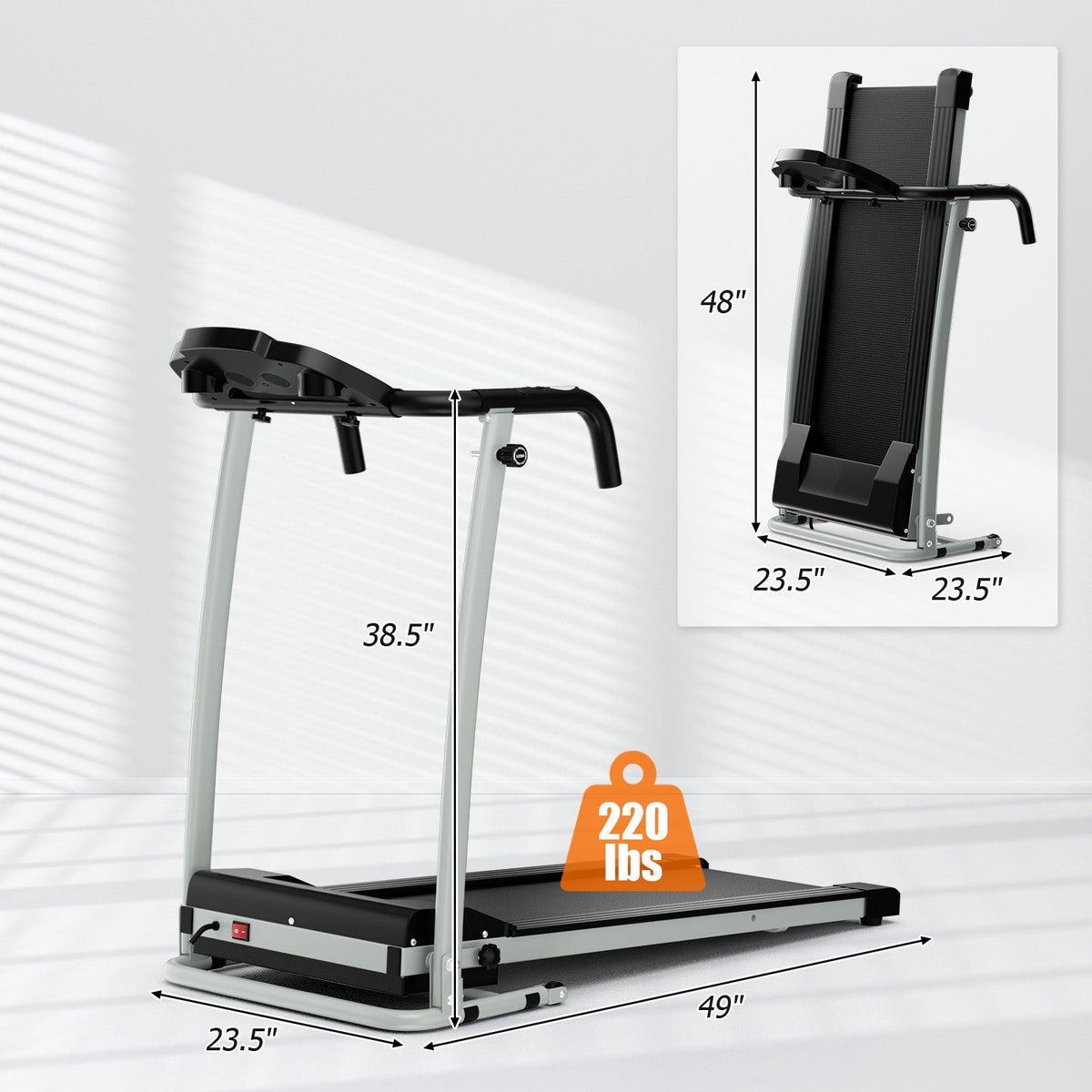 Folding Treadmill with 12 Preset Programs and LCD Display