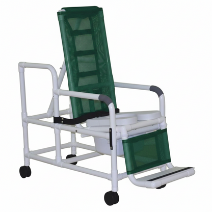 MJM International 193-TIS-SQ-PAIL Tilt "N" Space Shower Chair With Open Front Soft Seat, Buckle Safety Belt And Double Drop Arms, 250 Lbs Weight Capacity