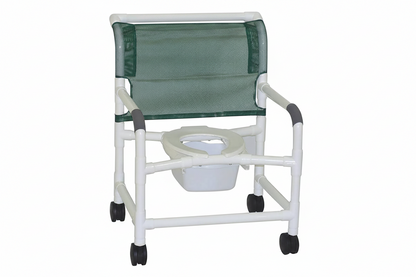 MJM International 126-4-NB Extra-wide Shower Chair 26" Internal Width, Open Front Seat0 Qt. Slide Out Commode Pail, 425 Lbs Weight Capacity
