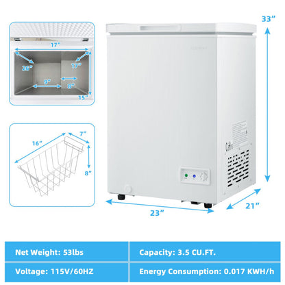 3.5/5 Cu.ft Compact Chest Freezer with Removable Storage Basket