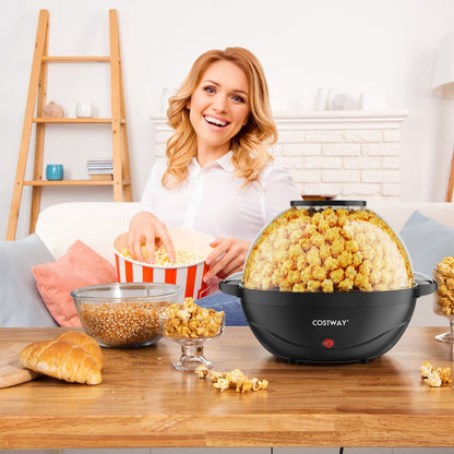 6QT Stirring Popcorn Popper Maker with Nonstick Plate