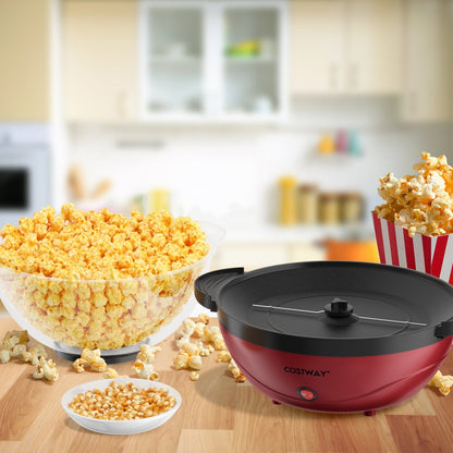 6QT Stirring Popcorn Popper Maker with Nonstick Plate