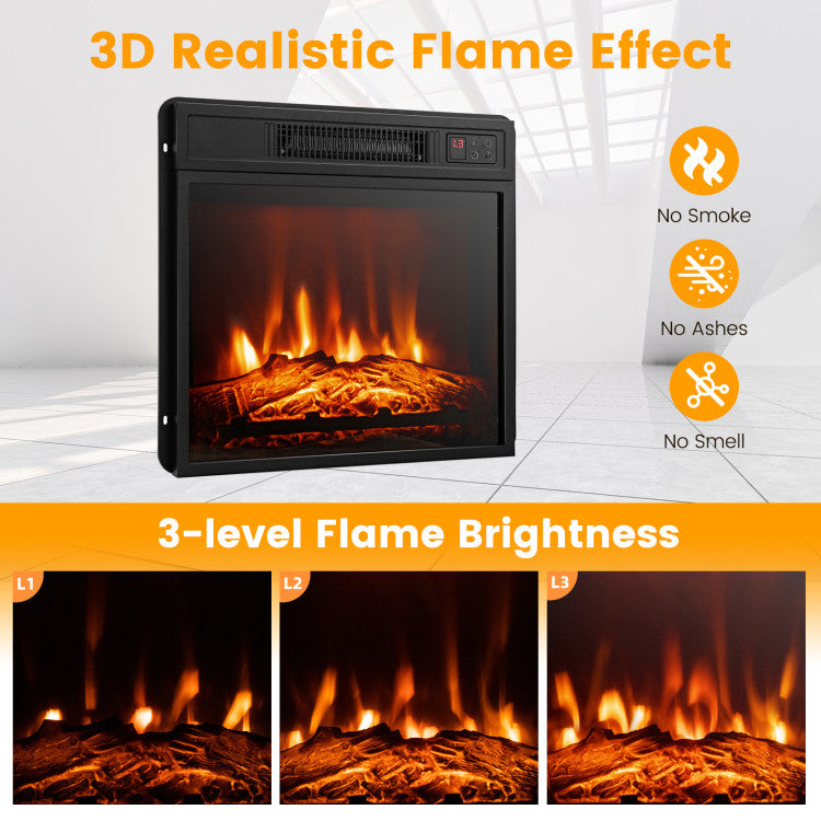 18 Inch 1400W Electric TV Stand Fireplace with Shelf