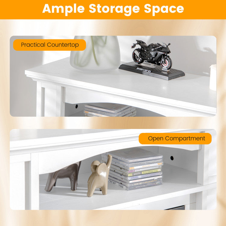 18 Inch 1400W Electric TV Stand Fireplace with Shelf