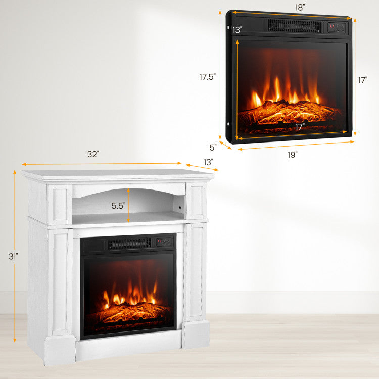 18 Inch 1400W Electric TV Stand Fireplace with Shelf