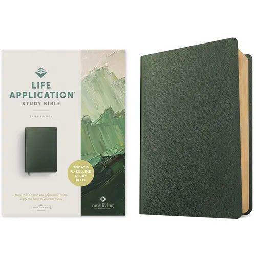 NLT Life Application Study Bible, Third Edition (Genuine Leather, Olive Green, Red Letter) - Leather