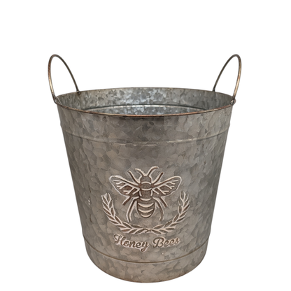 Honey Bee Embossed Galvanized Bucket -