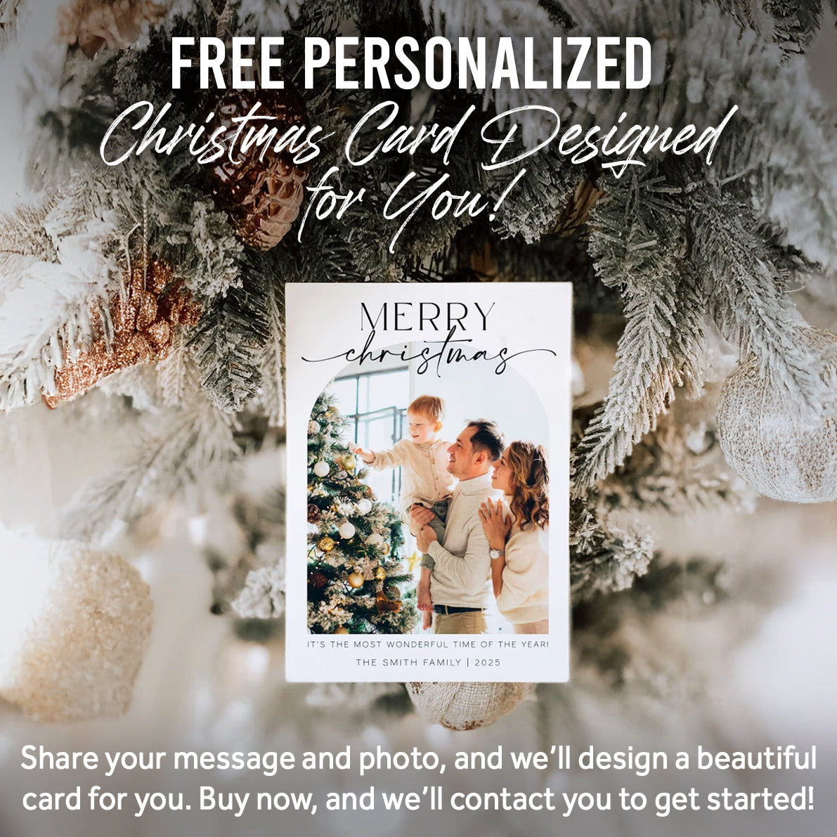 Vintage Christmas Tree Wall Art with Free Personalized Christmas Card