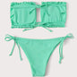 Frill Trim Bandeau Tie Side Bikini Swimsuit