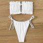 Frill Trim Bandeau Tie Side Bikini Swimsuit