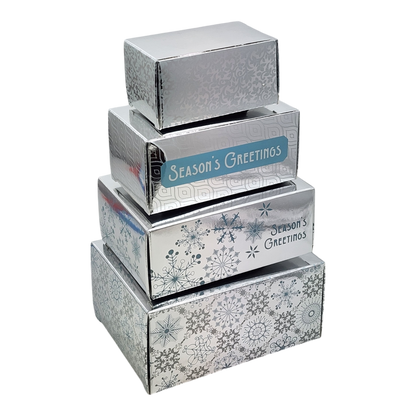 4 Piece Treat Tower Interlocking Gift Boxes - Silver