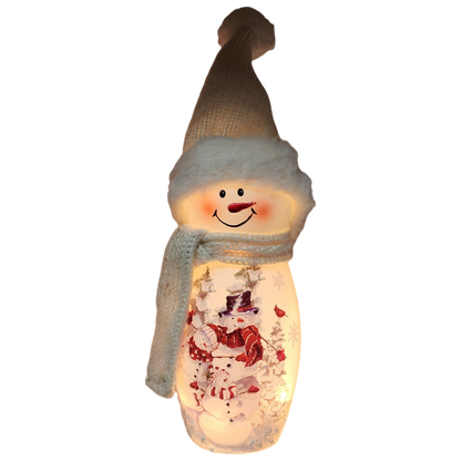 Lighted Snowman Lamp - Snow Family - 8 Inches tall