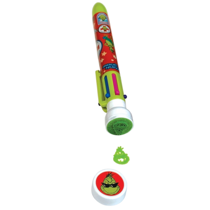 6 Color Pen With Stamper - Grinch Snow Patrol