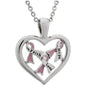 Full Heart Pink Ribbon Necklace