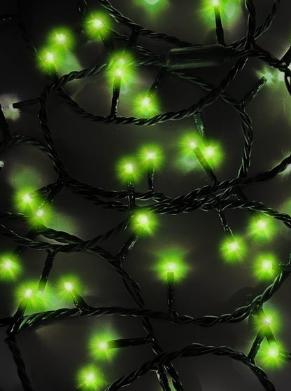 Jingle Bright 100 LED Light Set - Green - Green Wire