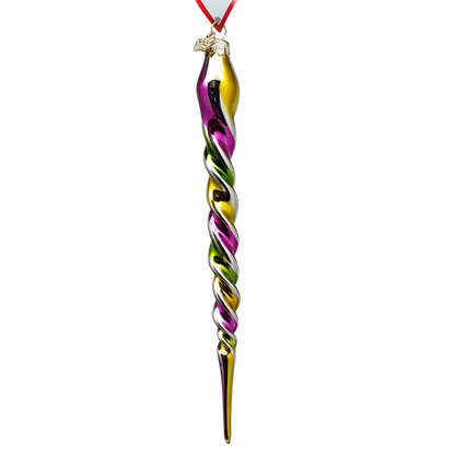 Rainbow Twister Glass Icicle -
