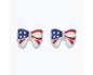 Patriotic Enamel Bow Earrings with Crystals