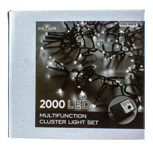 Cool White 2000 LED Multifunction Cluster Garland