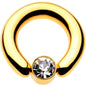 4G 9/16 Clear Gem 7mm Disc Gold IP BCR Captive Ring