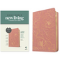 NLT Large Print Thinline Center-Column Reference Bible, Filament Enabled (Leatherlike, Pink Gold Floral, Red Letter) - Imitation Leather