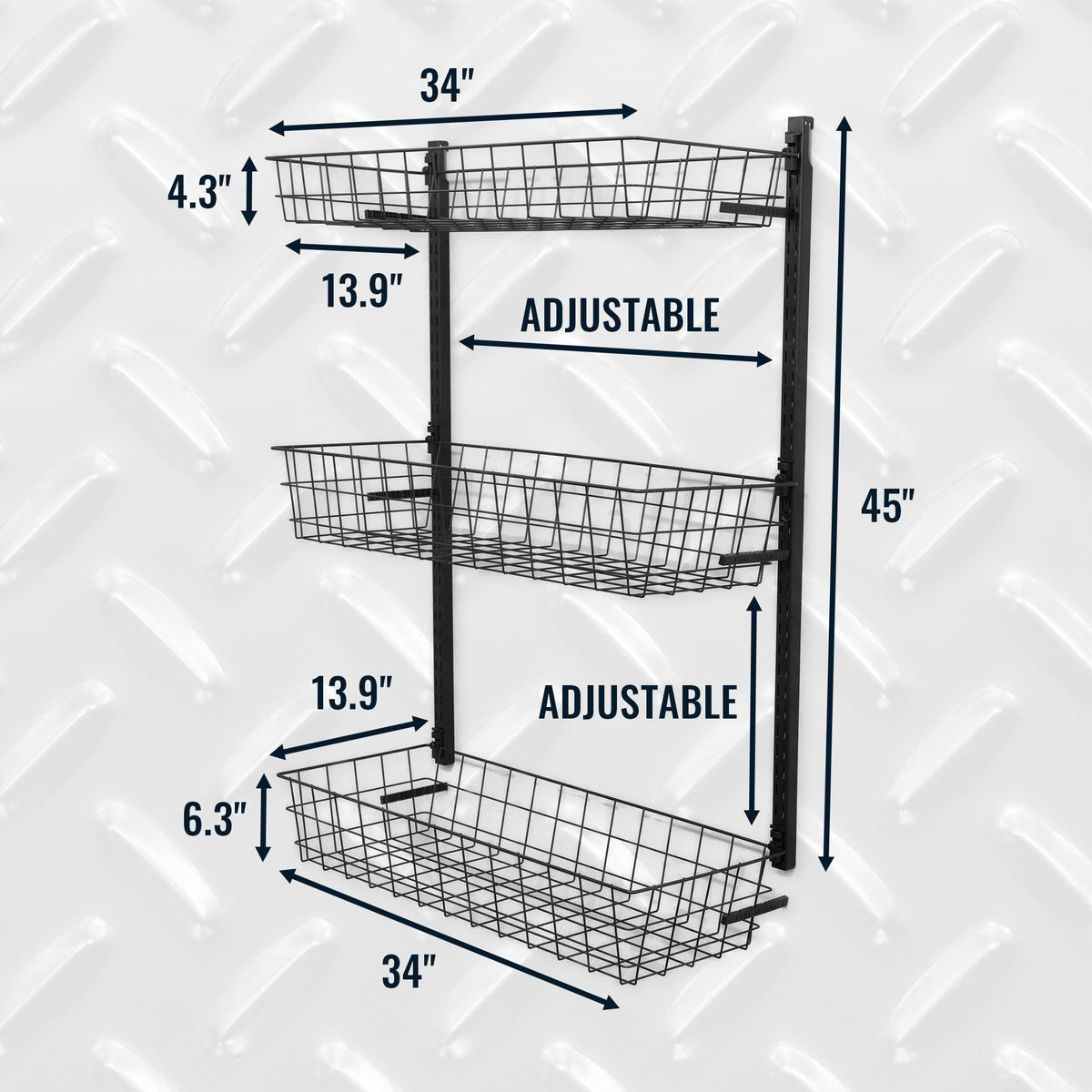 3 Basket Storage Rack | G-Basket | Holds 120 lbs