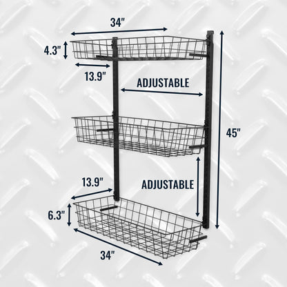 3 Basket Storage Rack | G-Basket | Holds 120 lbs