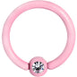 16G 3/8 Clear Gem Light Pink Acrylic Over Steel Captive Ring