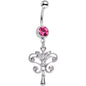 Pink Gem Chandelier Double Dangle Belly Ring