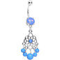 Blue Faux Opal Lotus Flower Dreamcatcher Dangle Belly Ring