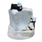 Lighted Swirl Snowglobe Cube with Penguins