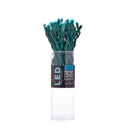 50-Light 5mm Teal LED Green Wire Light Set