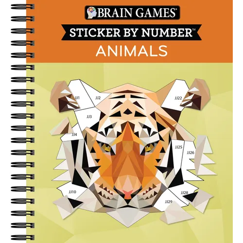 Brain Games - Sticker by Number: Animals - 2 Books in 1 (42 Images to Sticker) - Spiral