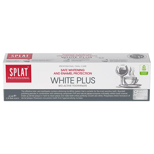 Splat Profesyonel White Plus Toothpaste 40ml - Professional Teeth Whitening, Anti-Plaque, and Fluoride Protection for Adults