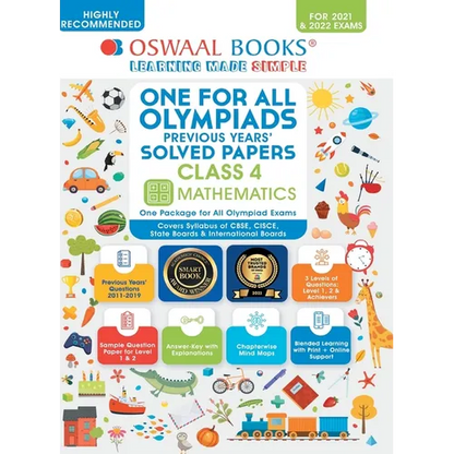 Oswaal One for All Olympiad Previous Years Solved Papers, Class-4 Mathematics Book (For 2021-22 Exam) - Paperback