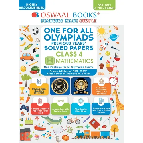Oswaal One for All Olympiad Previous Years Solved Papers, Class-4 Mathematics Book (For 2021-22 Exam) - Paperback