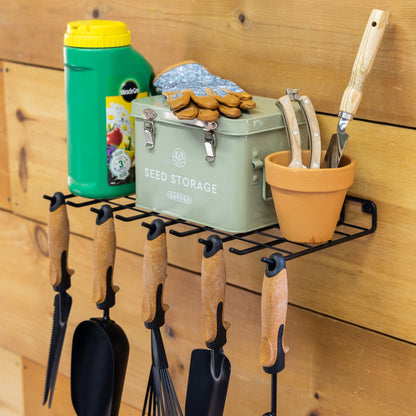 Afton Garden Tool Shelf With Hooks | Holds 40 lbs