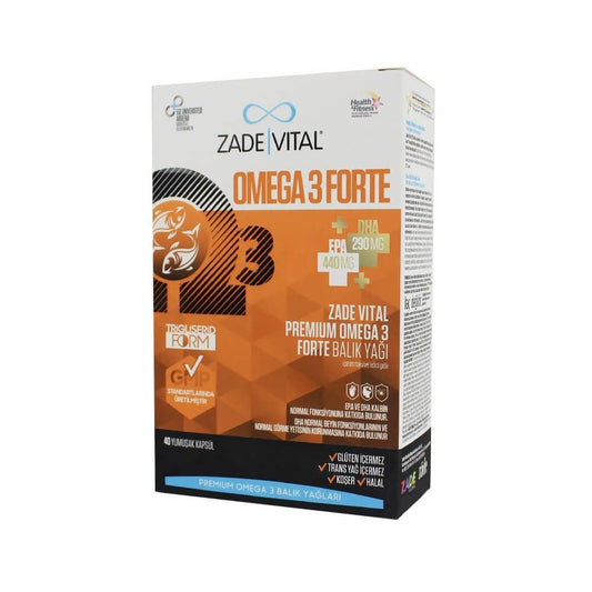 Zade Vital Omega-3 Fish Oil Supplement, 1200mg - Halal & Kosher Certified, 40 Softgels