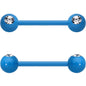 14G 5/8 Clear Gem Blue Acrylic Over Steel Nipple Barbell Set