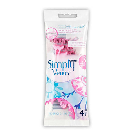 Gillette Simply Venus 3 Disposable Women's Razor - 3-Blade for Close Shave, MoistureRich Band, Ergonomic Handle