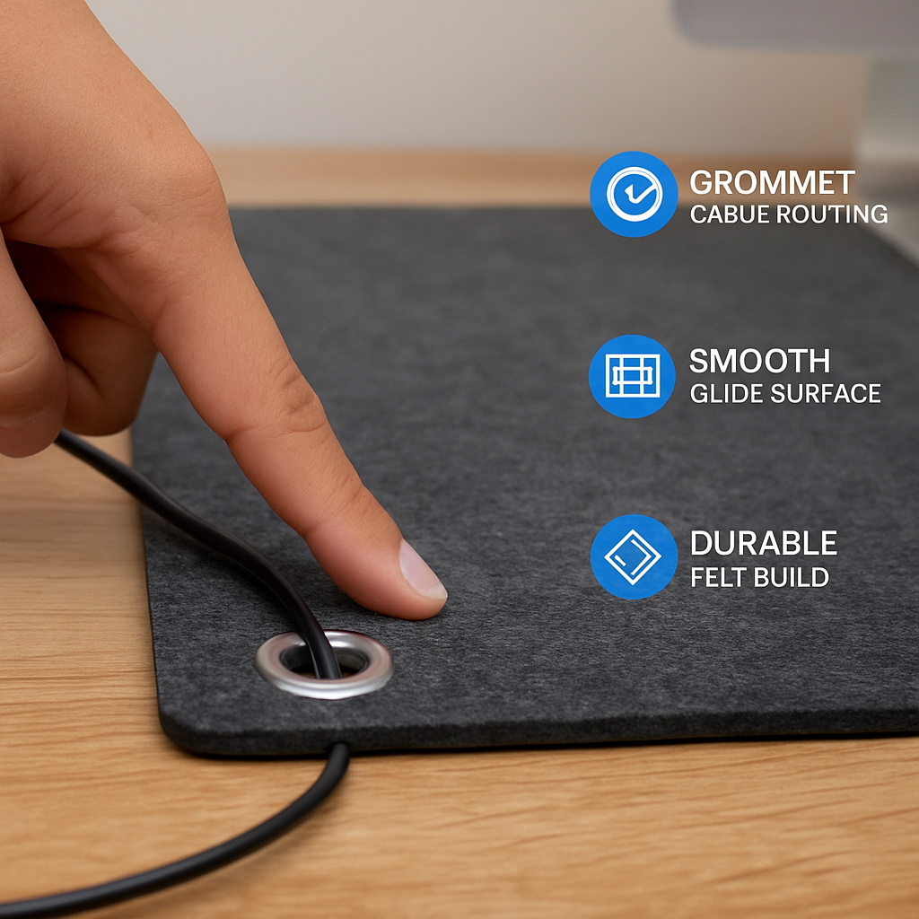 Large Felt Gaming Mouse Pad, 63 x 33 cm