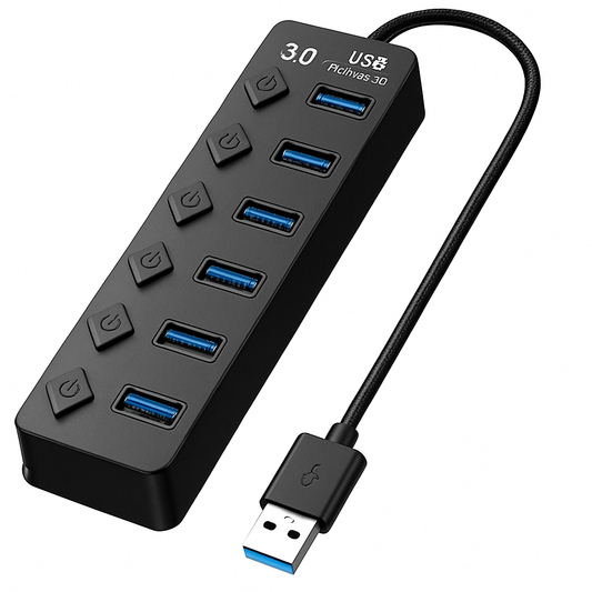 7-Port USB 3.0 Hub with Individual On/Off Switch