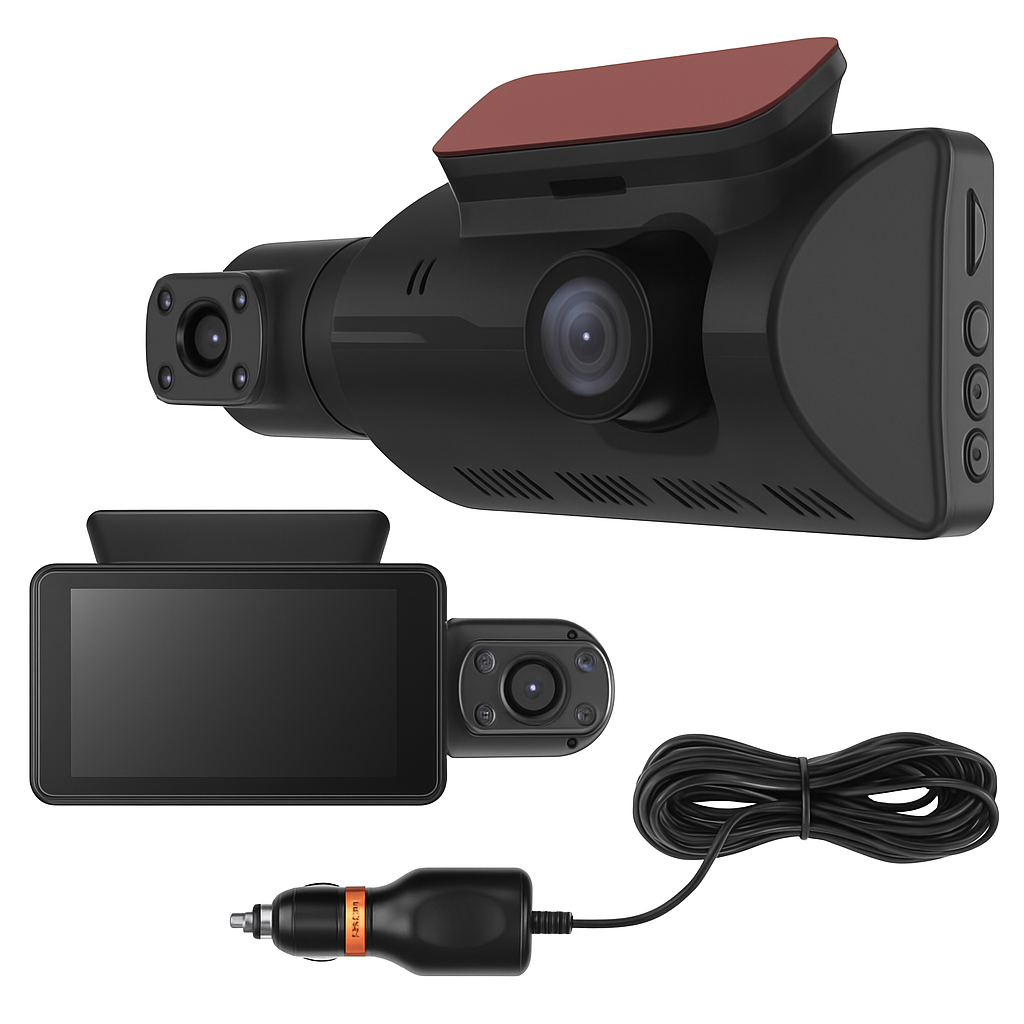 Dual Lens Car Dash Cam with Front and Interior Cameras