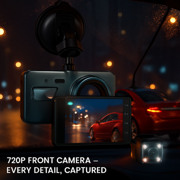 Dual Dash Cam: Front & Rear, Motion Detection