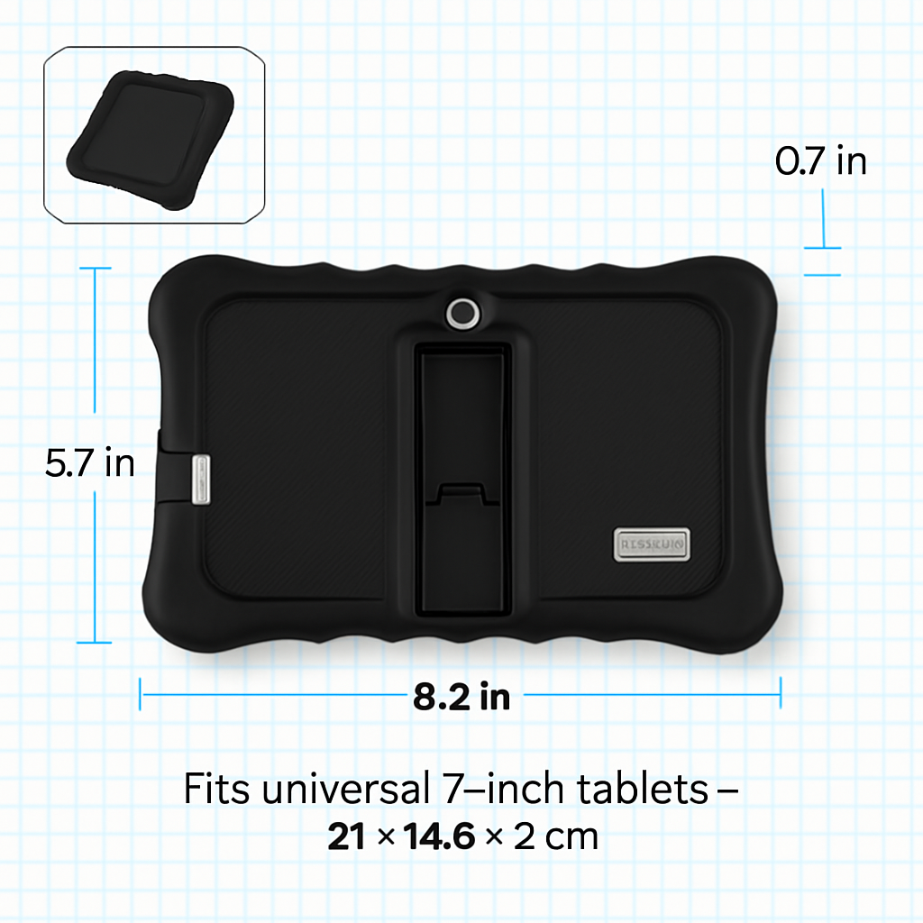 Shock-resistant Silicone Snap-on Case with Stand for 7” Tablets